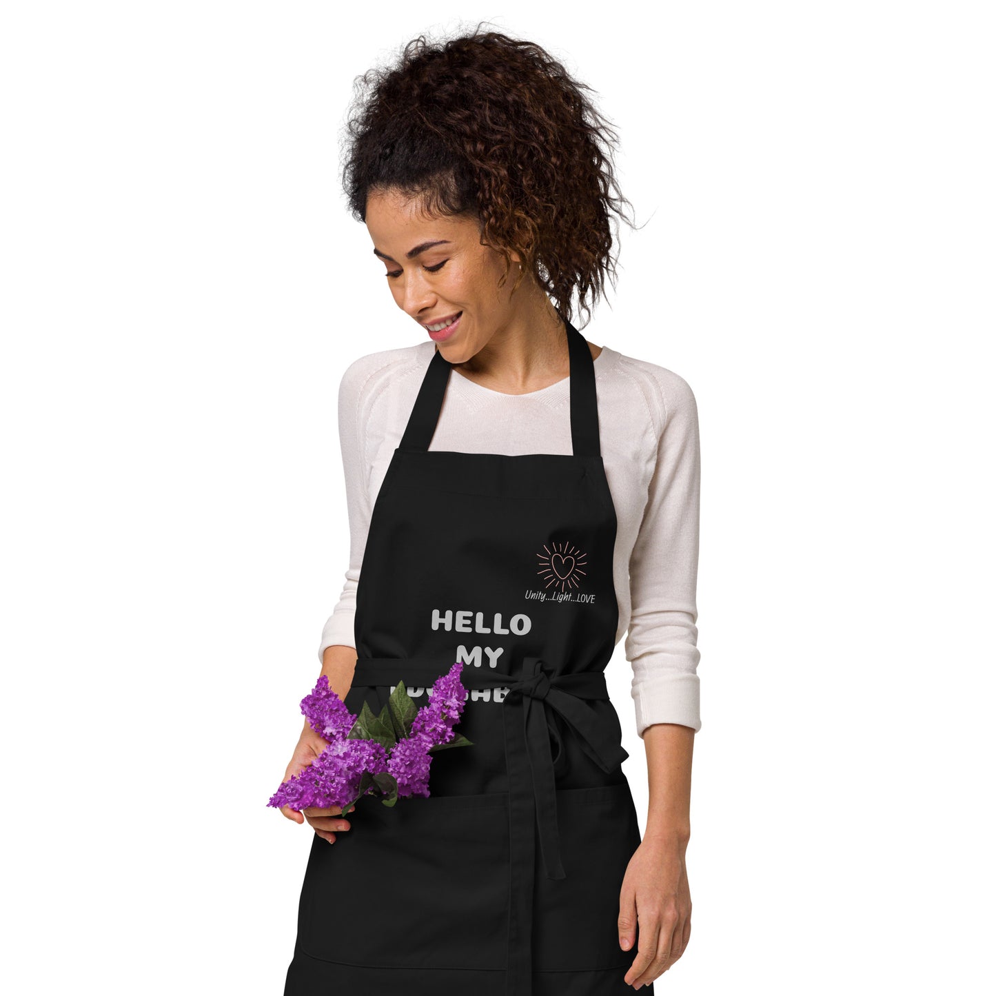 "Hello My Adorables" Organic cotton apron