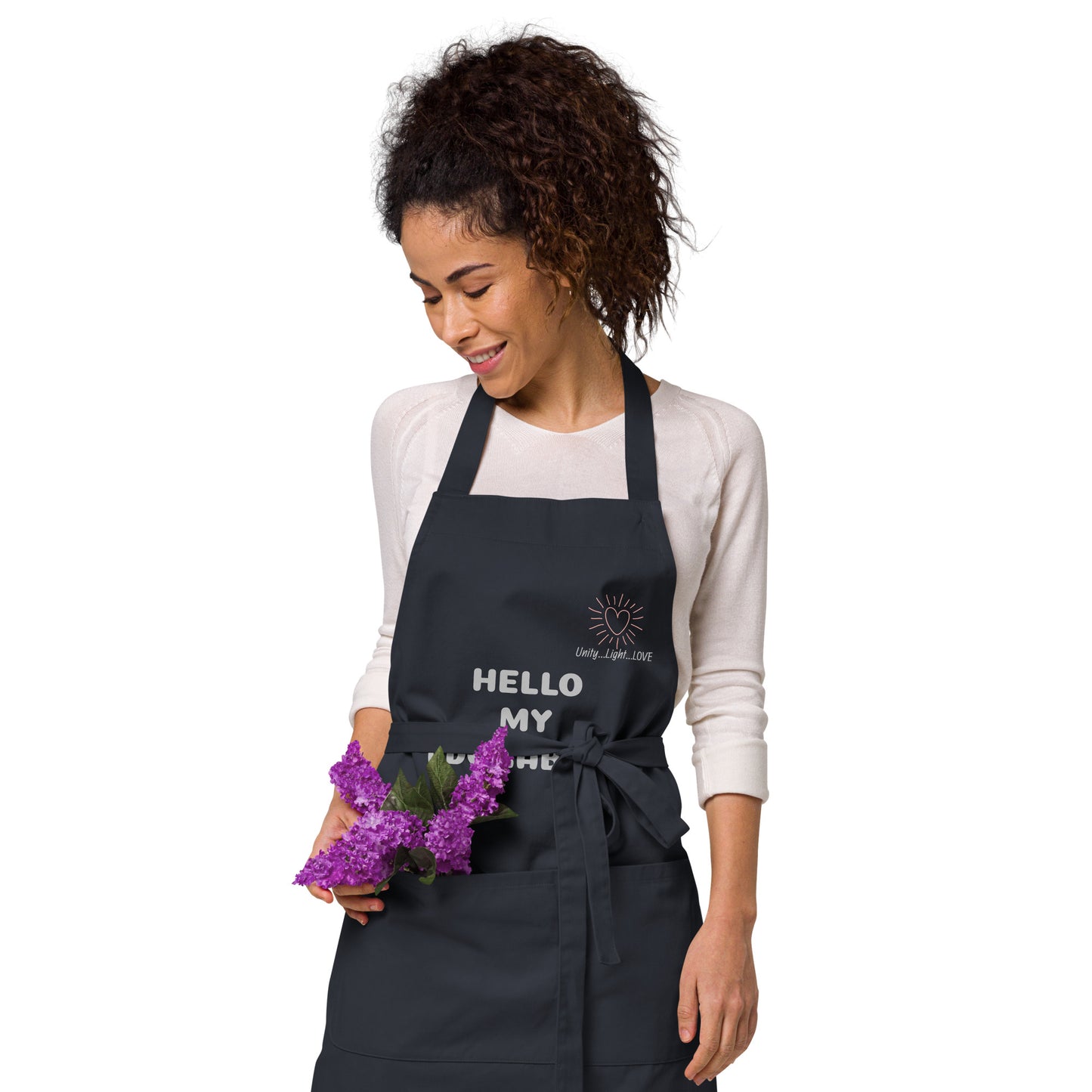 "Hello My Adorables" Organic cotton apron