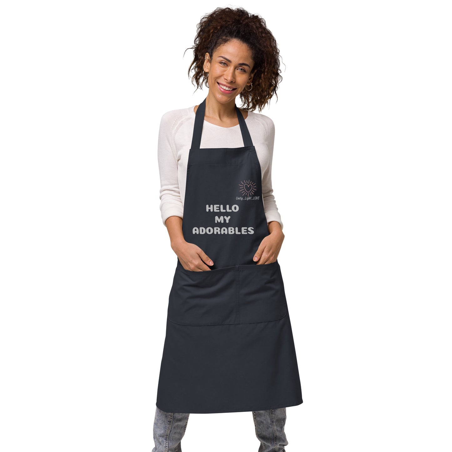 "Hello My Adorables" Organic cotton apron