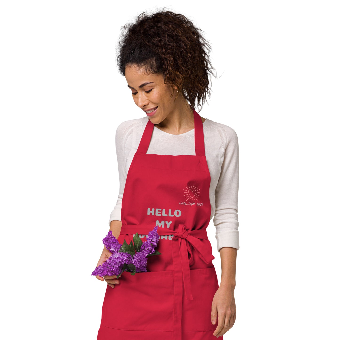 "Hello My Adorables" Organic cotton apron